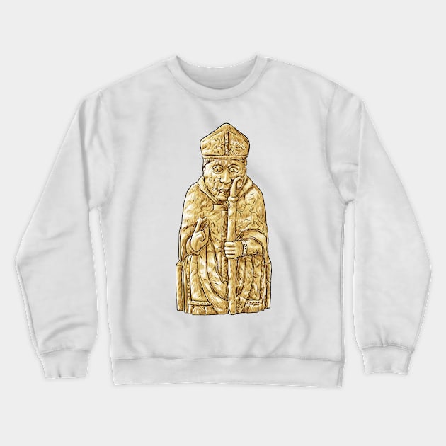 Divine Strategy Unleashed: The Lewis Chessmen Bishop Design Crewneck Sweatshirt by Holymayo Tee